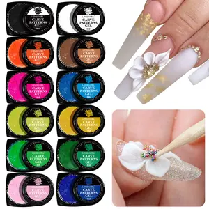 Limegir Sculpture Painting Nail Gel Set,3D Nail Carved Gel Sculpture Creative Painting Glue Soak Off Sculpture Painting Nail Gel Kit