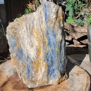 Raw Kyanite showing all its glorious beauty, Calming Energy of a Large Raw Kyanite Piece on a cut base