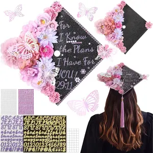 Knitgrip Pre-assembled Graduation Cap Decorations Kit Handmade Grad Cap Topper with Flower for Grad Gifts DIY Art Craft