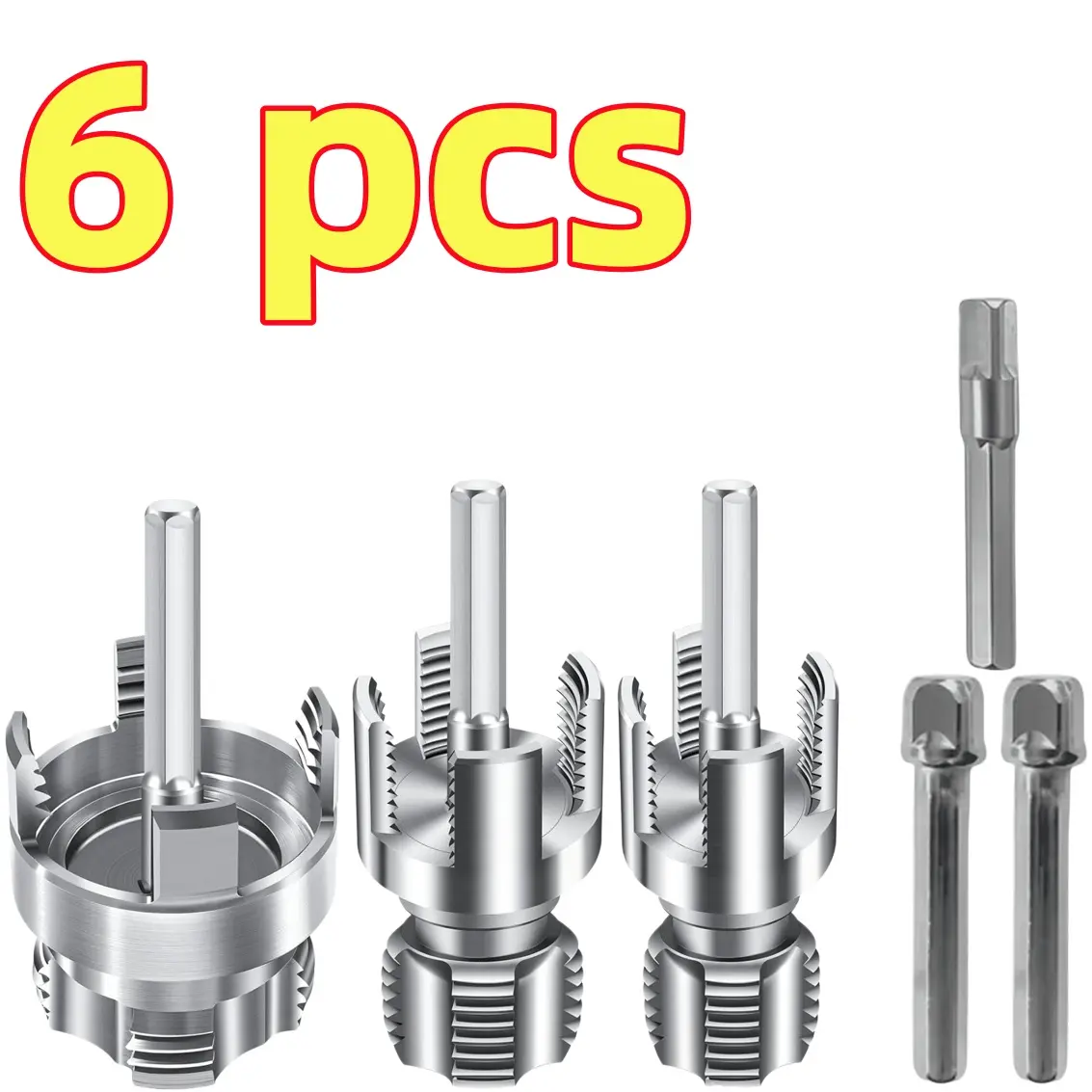 6-Piece Professional Heavy-Duty Alloy Plumbing Threading Tools Set, Long-Handled Pipe Taps, 1/2in, 3/4in, 1in Integrated Dies, Teflon Tape, Drill-Compatible for PVC, PPR/MPP Tubing, 6-Piece Set - 1Inch 1/ 2Inch 3/ 4Inch Tools
