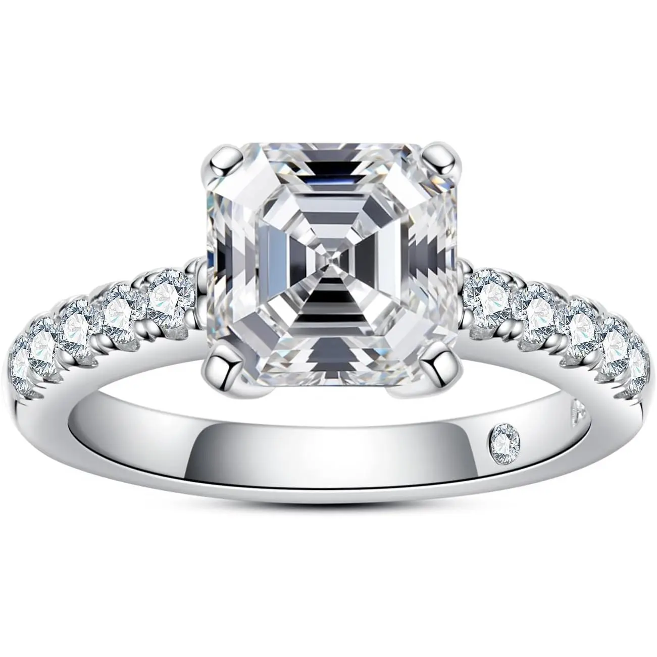 AnuClub Moissanite Engagement Ring, Total 4.3cttw D Color Round/Oval/Asscher Cut, 925 Sterling Silver Promise Anniversary Rings for Women, Elegant Gift Packed