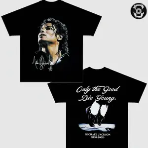 Michael Jackson Tribute Graphic T-Shirt, King of Pop Memorial Tee, Only The Good Die Young Quote Shirt, MJ 1958–2009 Vintage Portrait Tee, Classic Music Legend Merch, Unisex Cotton Fan Gift Streetwear