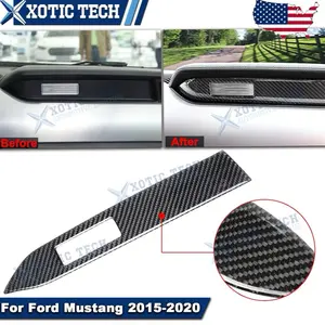 XOTIC TECH Carbon Fiber Interior Dashboard Panel Cover Trim Fit For Ford Mustang 2015-2023 & 2020 High-Quality Carbon Look Upgrade