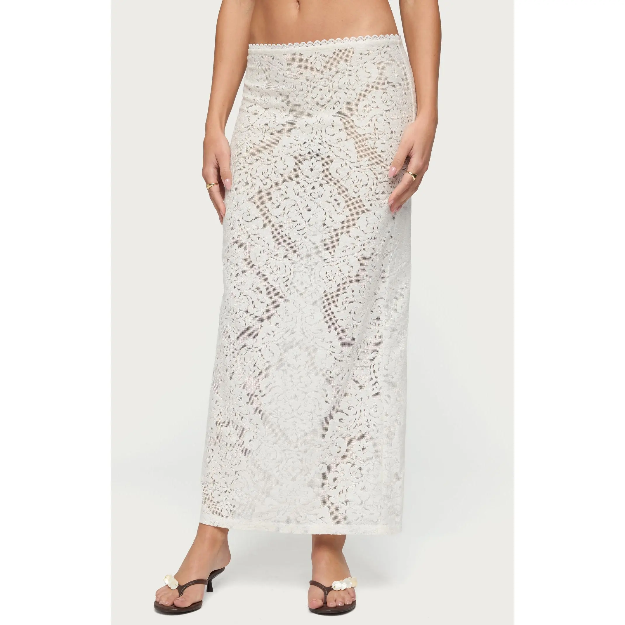 Edikted Women's Violette Sheer Lace Maxi Skirt - Multicolor
