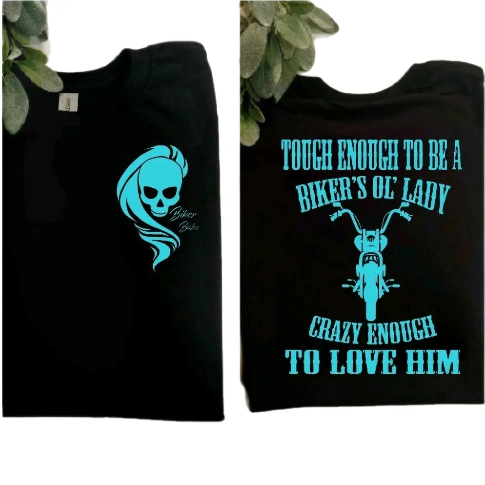 biker shirt tough enough to be an ol lady humor cute popular trending motorcycle riding rider Short sleeve Tshirt