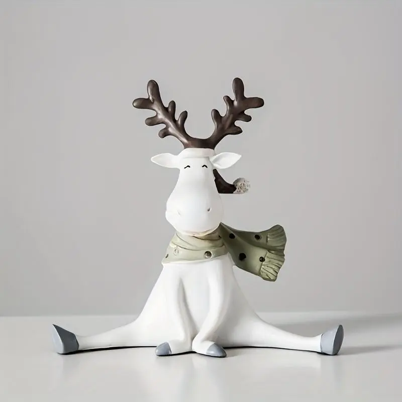 Deer-Shaped Silicone Statue Ornament, Festive Christmas Decoration, Desktop Decor for Living Room, Hallway, Dining Table, Office, Bookshelf