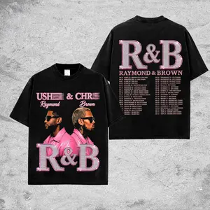 The R&B Tour 2026 : Raymond & Brown  Retro Unisex 100% Heavyweight Cotton T-Shirt, Chris Breezy Bowl 2026 100% Heavyweight Cotton Music Hiphop Shirt, Oversized Vintage Tee, Rap Hiphop Merch, Gift for Music Fans, Pop Culture Shirt