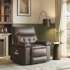 Garvee Oversized Manual Recliner Chair for Adults with Extra Wide 22" Seat, Plush 1.5X Cushion, PU Leather, 400LB Capacity, Reclines 135°-150°, Includes Side Pocket, Suitable for Living Room & Bedroom