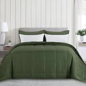 Comforter 128x120, Lightweight Quilted Down Alternative Duvet Insert for All Season,Olive Green,8 Corner Tabs