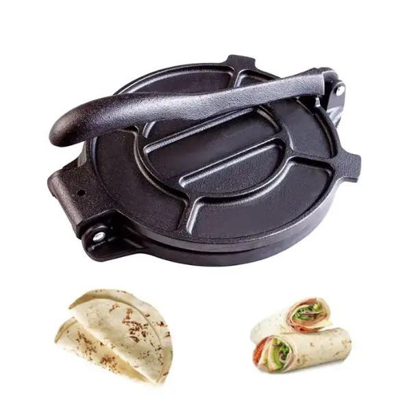 8-inchsize Heavy Duty Cast Iron Tortilla Press, Black Gray Tortillera Pactaconera, Roti Taco Maker Kitchen Tool Utensil, 8Inchsize