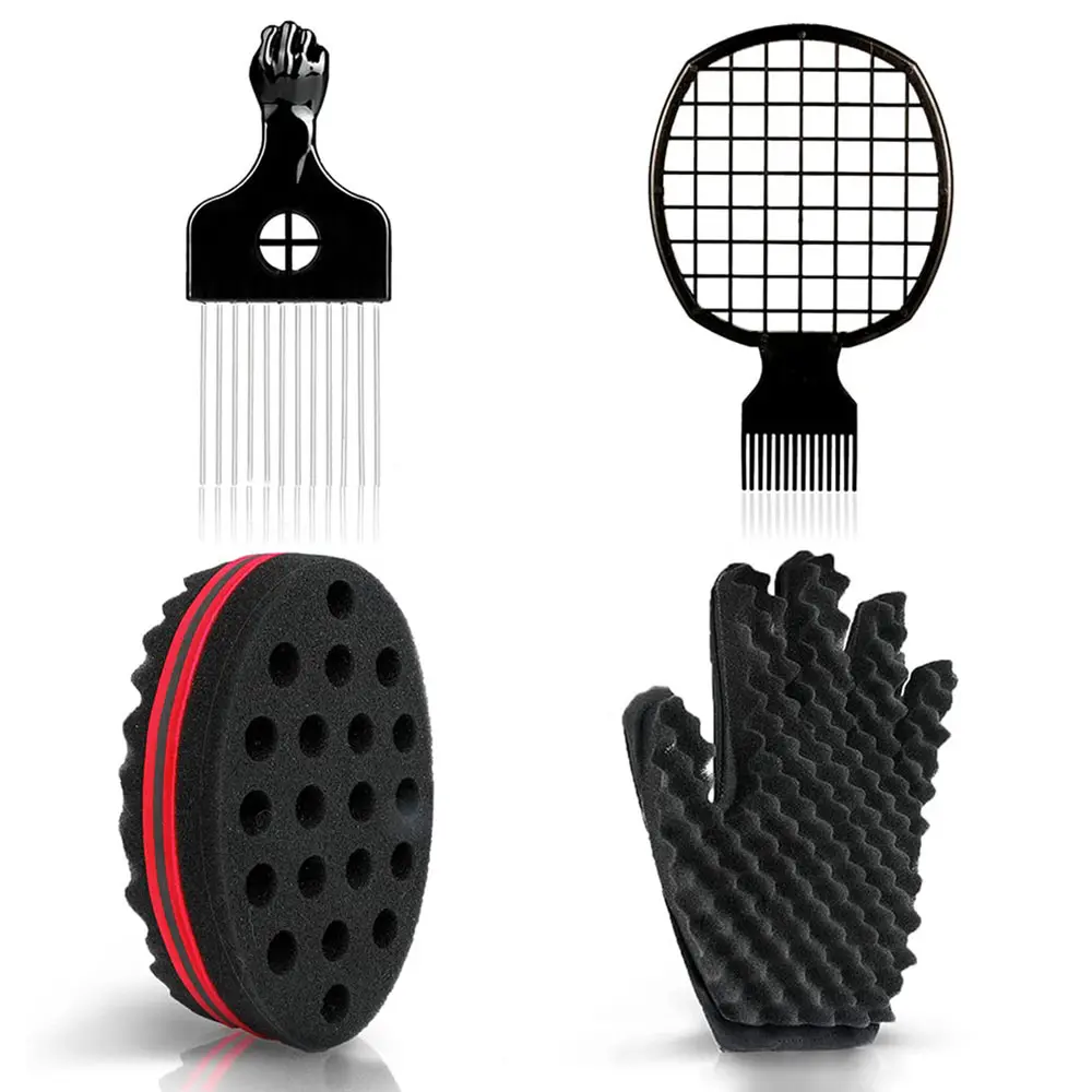 TenSail Curl Sponge Set with Glove, Metal Brush Pick and Twist Comb for Men and Women Comb For Curly Hair