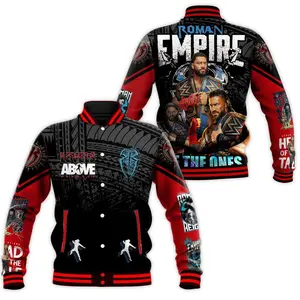 Roman Empire Varsity Jacket, Wrestling Inspired Graphic Design, Iconic Streetwear Style, Trendy Unisex Casual Outfit Gift