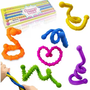 6PCS Fidget Sensory Stick Pack! Silicone Textured Anxiety Relief Toys, Autism ADHD Friendly, Classroom Prize & Calm Down Corner Supplies
