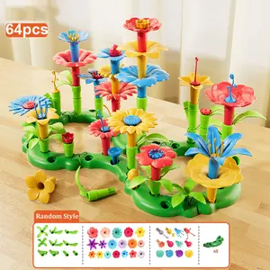 Hatwoo DIY Flower Garden Building Toys, Pretended Play Flower Garden Block Toy Set, Block Stacking Game, Flower Garden Building Toy Educational Activity Gift
