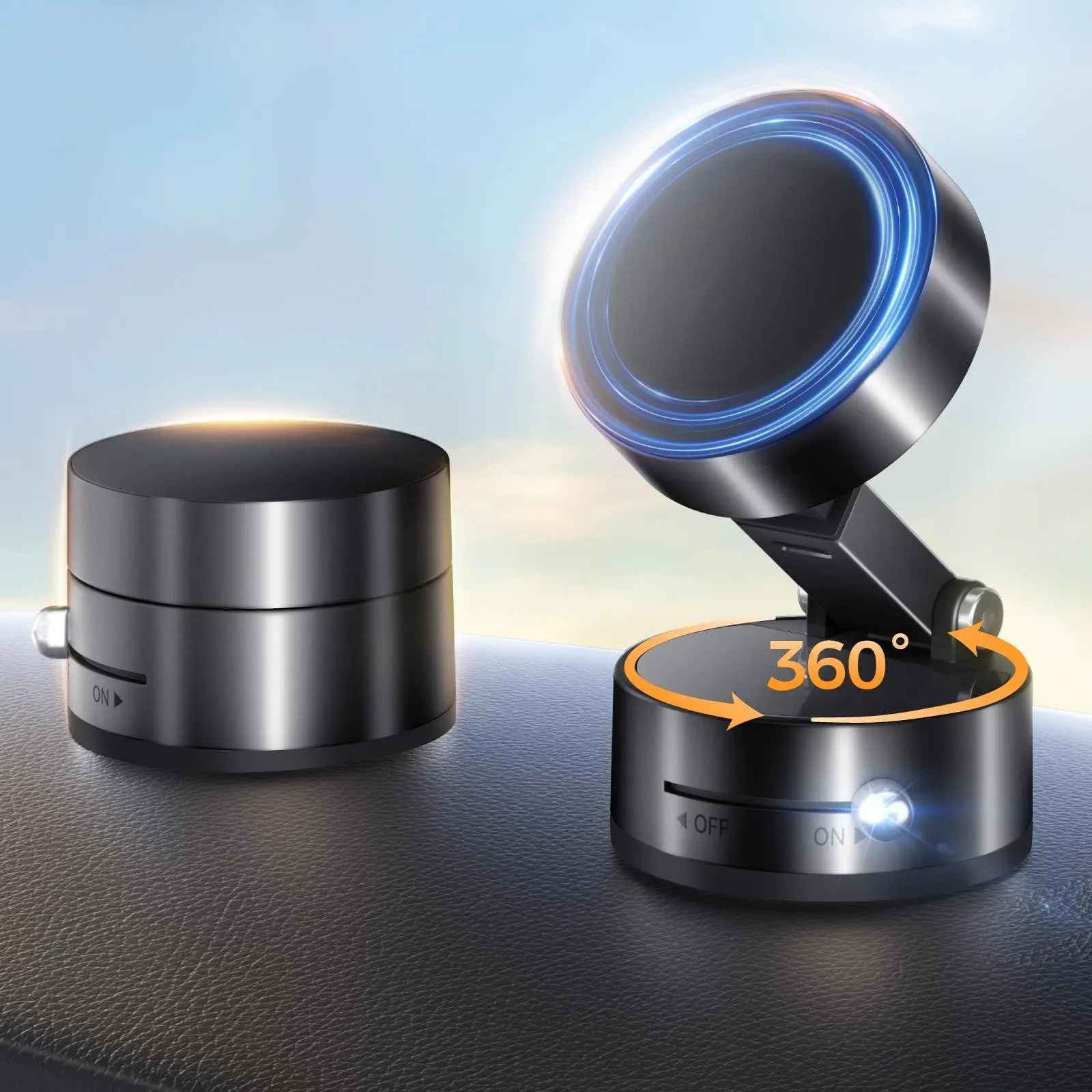 📱 4-in-1 Magnetic Vacuum Phone Holder 🧲 – Strong Grip for Car 🏎️, Office 🗄️ & Home 🏠 | Sleek Design + N52 Magnet + Easy Setup Kit