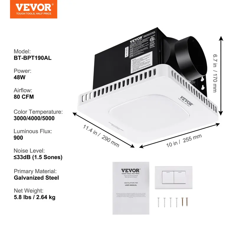 80 CFM - no Heating with 1 Color Lamp