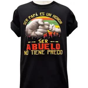 Ser Papá Es Un Honor Ser Abuelo No Tiene Precio Spanish Grandpa Graphic T-Shirt, Latino Father's Day Cotton Oversized Comfort Outfit, Cute Grandfather Fashion Tee, Casual Crew Neck Black Short Sleeve Top, Perfect Father’s Day & Valentine’s Day Holiday Gif