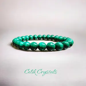 Rare Natural Malachite Crystal Unisex Healing Bracelet by Celik Crystals