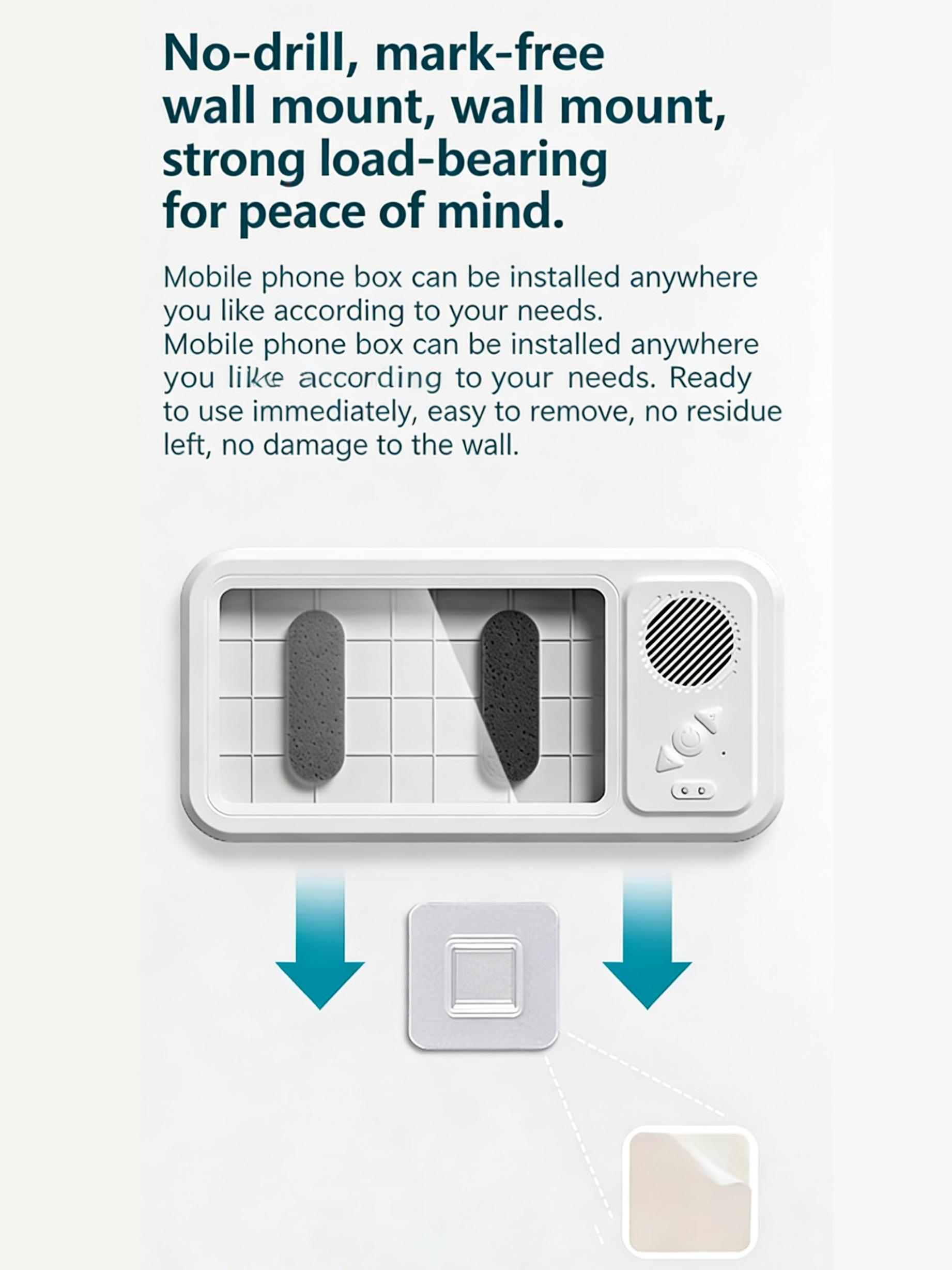 Waterproof Phone Mount for Showers and Bathrooms—360° smooth rotation, anti-fog protective case, responsive full HD touchscreen, comes with 3 tool-free adhesive wall mounts, compatible with 4–7-inch iPhones, Samsung, and other adjustable smartphones