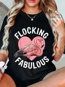 100% Cotton Flocking Fabulous Funny Flamingo T-Shirt
