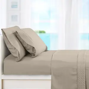 Mocassi 4-Piece Quilted Bed Sheet Set with Quilted-Hem Detail, Hotel Premier Collection Silky-Smooth Finish