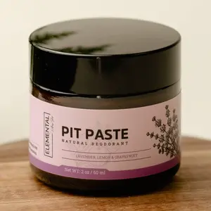 Elemental Pit Paste All Natural Deodorant 2oz Probiotic Formula with Toxin-Free Ingredients & Essential Oils for Sensitive Skin - Body Care