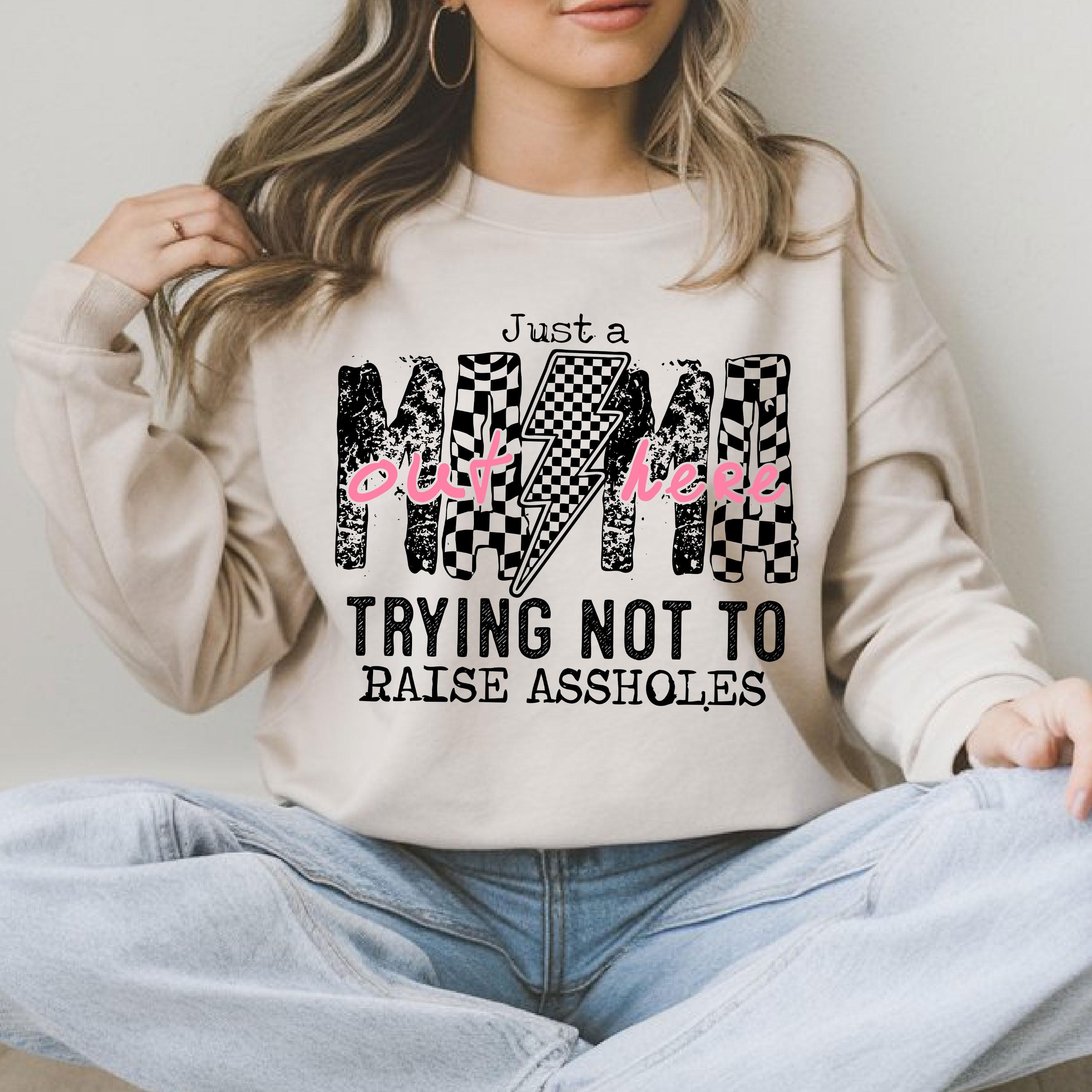 Sale Up To 70% – Just A Mom Out Here Funny Saying Sweatshirt, Sassy Mama, Motherhood Sarcasm Mom Sweater, Checkered Mama Sweatshirt, Mother’s Day Gift, Trendy Mothers Day Sweatshirt, Made In USA