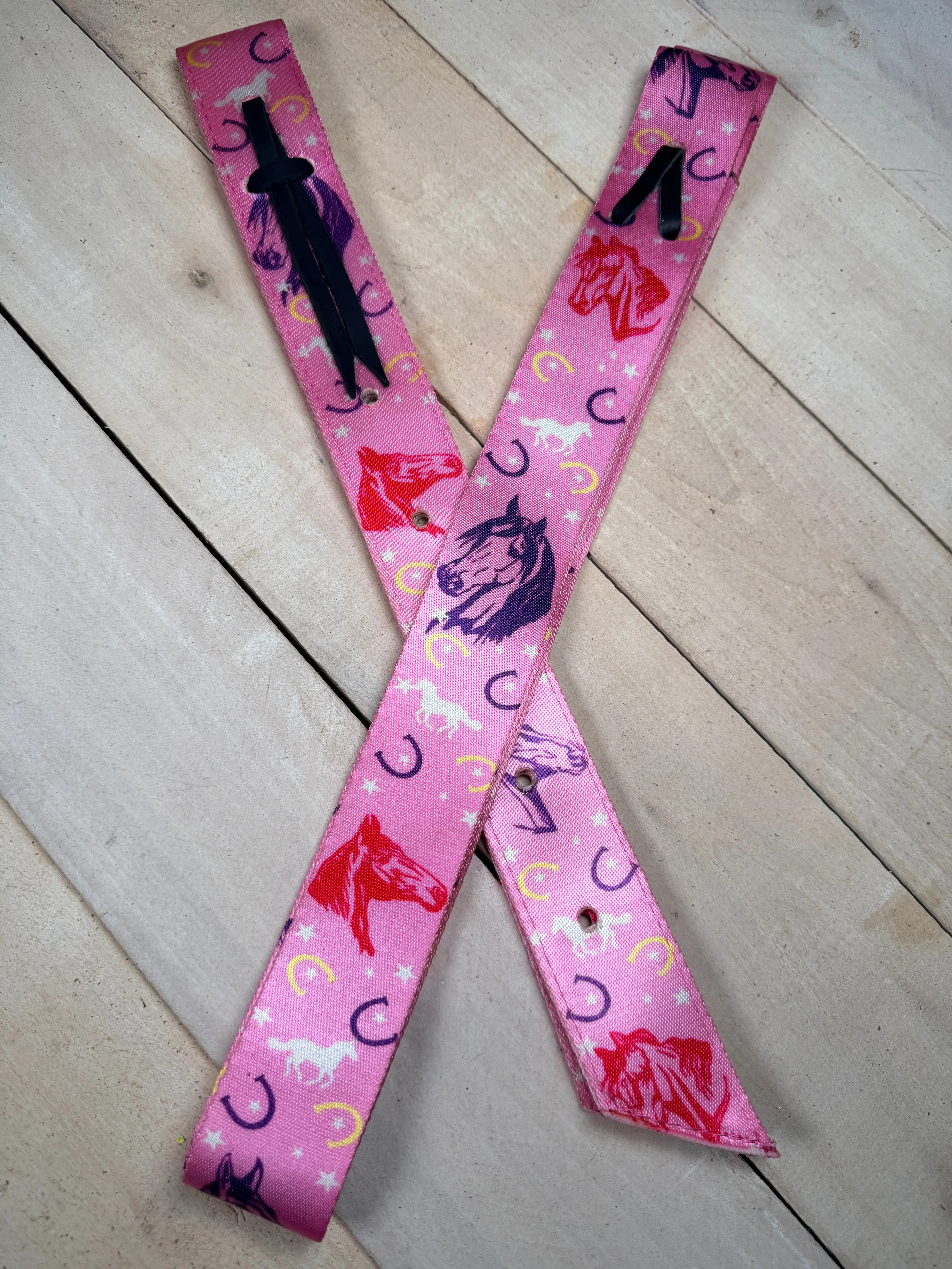 Pink and Purple Horseshoes Cinch Strap