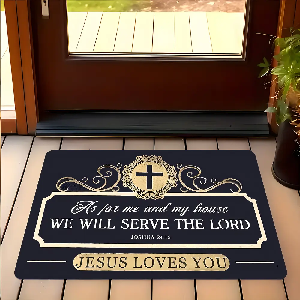 Religious Scripture Design Doormat, Non Slip Doormat, Absorbent Floor Mats, Anti-slip Quick drying Soft Carpets, Indoor Outdoor Entrance Carpet Home Decor, Gifts for Family and Friends Christmas