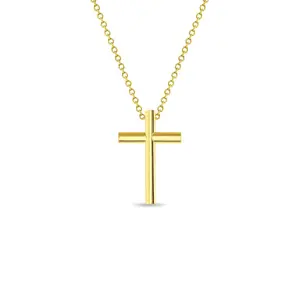 14k Gold Thin Tube Cross Kids / Children's / Girls Pendant/Necklace