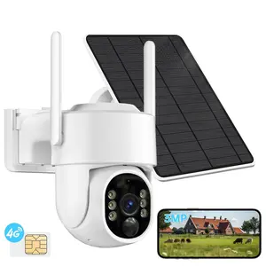 4MP 4G Rechargeable Solar PTZ Dome CCTV Security Camera, 360-Degree IP Camera with 64GB Memory Card Audio Protective