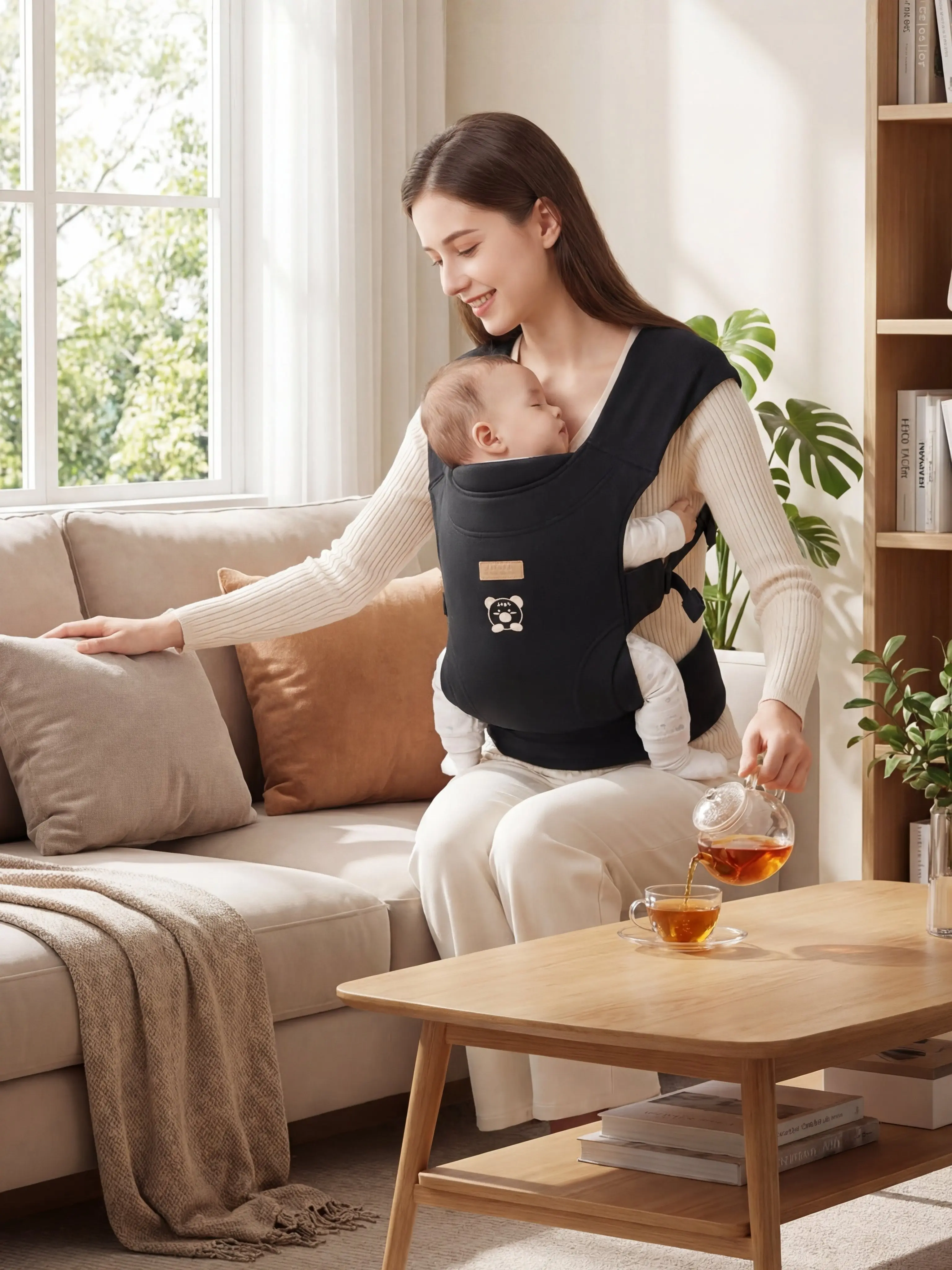 Ainomi 6-in-1 Safety-Certified Baby Carrier - Adjustable Detachable All-Seasons Ergonomic Hip Seat, Hands Free, Hip-Safe Lightweight Newborn Sling for Shopping, Travelling (Newborns to Toddlers), Hands Free Carrier, Newborn Sling Carriers