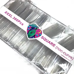 NAIL TIPS EXTRA LONG XXXL SQUARE (NO-C CURVE) - HALF COVER