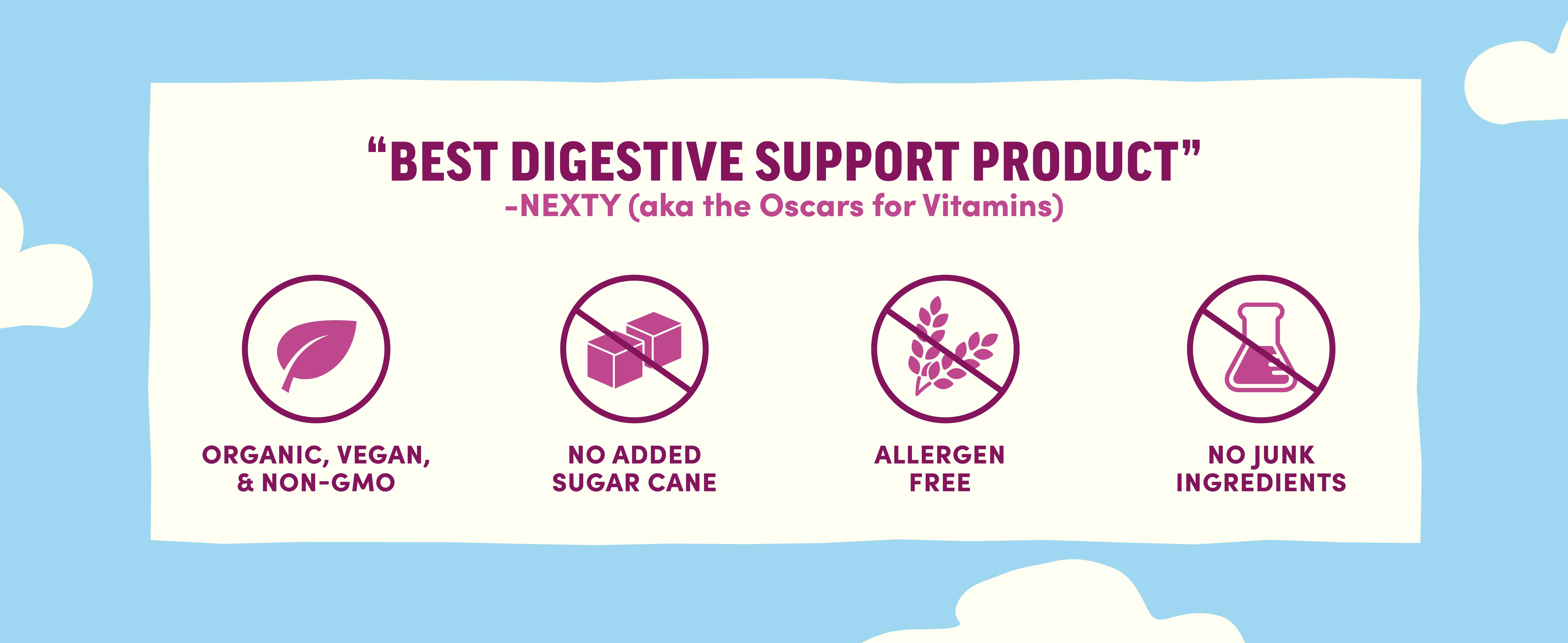 Llama Naturals Kids Probiotic with Prebiotic Fiber, Vegan, Organic Prebiotics and Probiotics Gummies for Gut Health Support, Real Fruit Gummy Vitamins, No Added Sugar Cane, Mixed Berry, 60 Ct