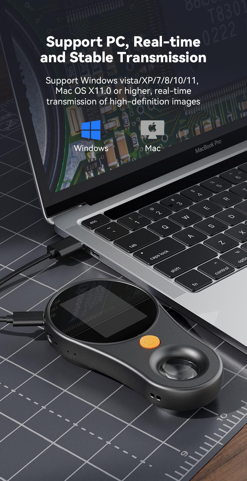 Portable Handheld Digital Microscope 400X Magnification 2MP HD Camera with Built-in Screen, USB Rechargeable Pocket Microscope for Electronic Repair, Soldering, Jewelry Inspection