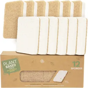 Kitchen Sponges, -Based Dish Sponges, Non-Scratch Sisal  Scouring Pads for Dishes, Countertops, Bathtubs, and Tiles, 12 Pack