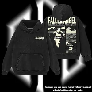 Superstyle The Chosen One "Anakin Fallen Angel" Darth Vader - Star Galaxy Warriors Edition Double Printed Oversize Lightweight Acid Washed Tee Hoodie Sweater TV Series Graphic Design Top Cotton Streetwear Film Movie T-Shirt Clothes Menswear Womenswear