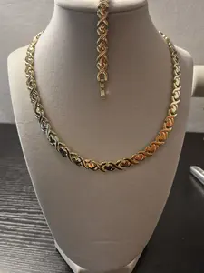 Xuping 14K Gold Laminated Chain Necklace and Bracelet Set