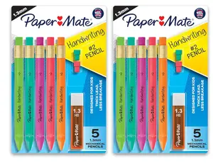 Paper Mate Handwriting Triangular Mechanical Pencil Set with Lead & Eraser Refills, 1.3mm, School Supplies, Office Supplies, Sketching Pencils, Drafting Pencil, Fun Barrel Colors, 8 Count (Pack of 2)
