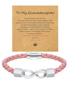 Christmas Valentine's Day Gifts for Granddaughter, Elegant PVC Leather Bracelets, Leather Braided Bracelet, Birthday & Mother's Day Jewelry for Granddaughter, All Seasons, Elegant Minimalist Bangle, Stackable Bracelets