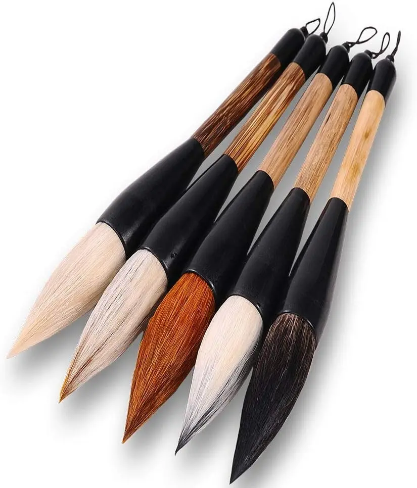 Chinese Traditional Calligraphy Brush/Chinese Calligraphy Watercolor Sumi Drawing Brush-Large brush (5-Count)