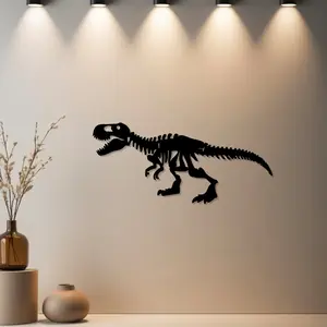 HousewarmingGift|1pc Artistic Dinosaur Skeleton Metal Wall Decor, Dinosaur Skeleton Statue Mural with Premium Finish - Ideal Gift for Holiday Season & Housewarming & Christmas & Halloween & Fall Decor & Birthday (Seasonal Gift) - Metal Wall Sculptures