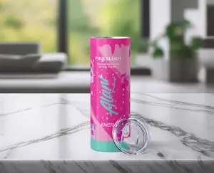 Alani Nu 20oz Customizable Energy Drink Tumbler Pink Slush with Metal Straw for On-the-Go Hydration Personalize Your Style