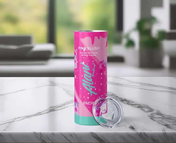 Alani Nu 20oz Customizable Energy Drink Tumbler Pink Slush with Metal Straw for On-the-Go Hydration Personalize Your Style