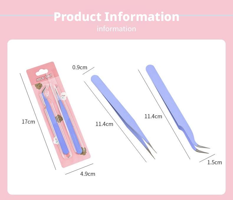High Precision Mini Tweezers Set and 2 Counts/set DIY Scrapbooking Tool Creative Tweezers for Stickers, Home, School and Office