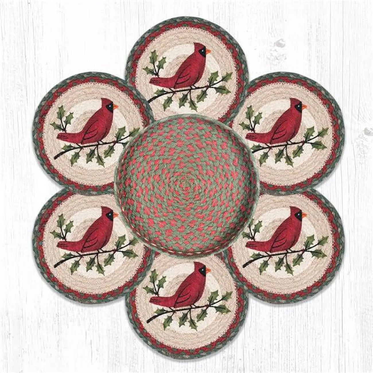 Capitol Importing 56-025HC 10 x 10 in. TNB-25 Holly Cardinal Trivets in a Basket