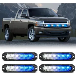 Nilight 4PCS 6LED Blue White  Strobe Lights 12V 24V Surface Mount Flashing Working Lights Ultra Slim Sync Feature Grille for Cars, Trucks, Van, Off Road, SUV Auto  dealsforyoudays