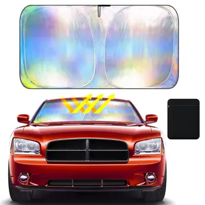 aokway Thickened Automotive Glass Sunshade with Storage Bag Foldable Sun Blocker Visor Protector Cover for Auto Interior riley  green