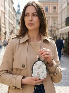 1 piece of Easter wallet with 2D printed rabbit floral pattern, mini hanger style portable small pouch, daily commuting/outdoor travel festival|Combining atmosphere and practicality, Easter