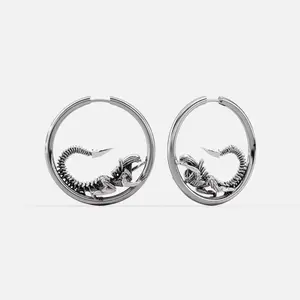 Biomechanical Alien Hoop Earrings - Intricate Xenomorph Design Gothic Sci-Fi Jewelry for Fans of Unique Edgy Accessories